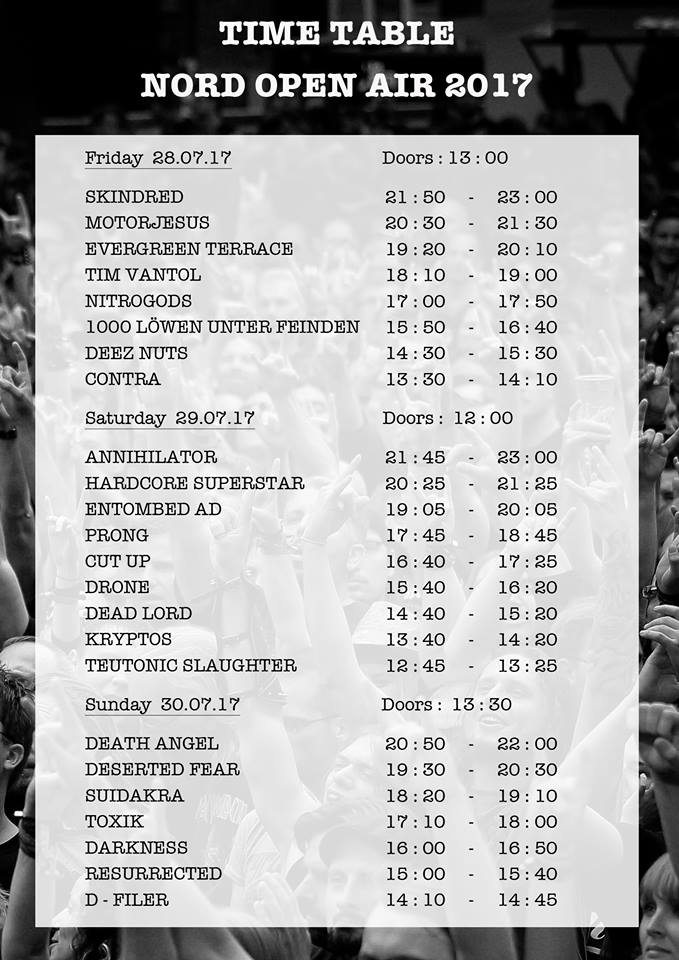 NORD OPEN AIR Die Running Order XCrash